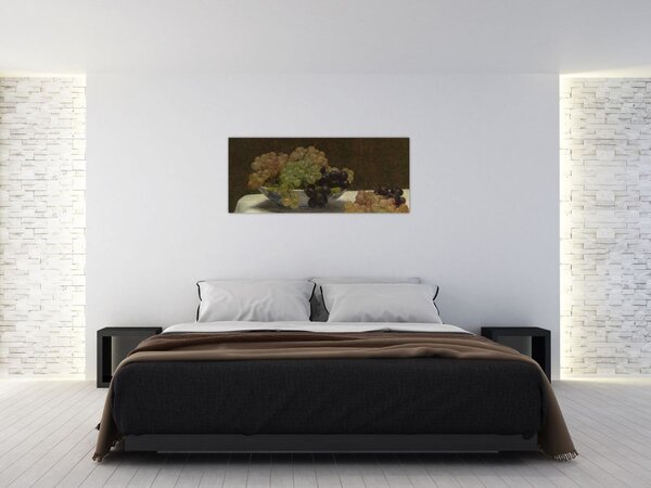 Slika - Henri Fantin-Latour, Still Life with Grapes and a Carnation, reprodukcije (120x50 cm)