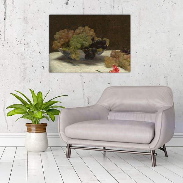 Slika - Henri Fantin-Latour, Still Life with Grapes and a Carnation, reprodukcije (70x50 cm)