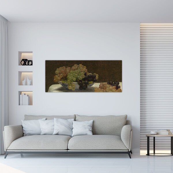 Slika - Henri Fantin-Latour, Still Life with Grapes and a Carnation, reprodukcije (120x50 cm)