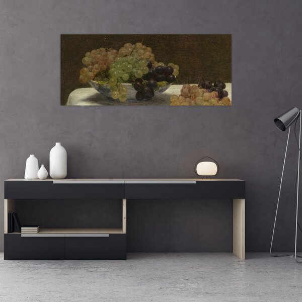 Slika - Henri Fantin-Latour, Still Life with Grapes and a Carnation, reprodukcije (120x50 cm)