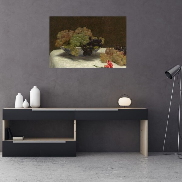 Slika - Henri Fantin-Latour, Still Life with Grapes and a Carnation, reprodukcije (90x60 cm)