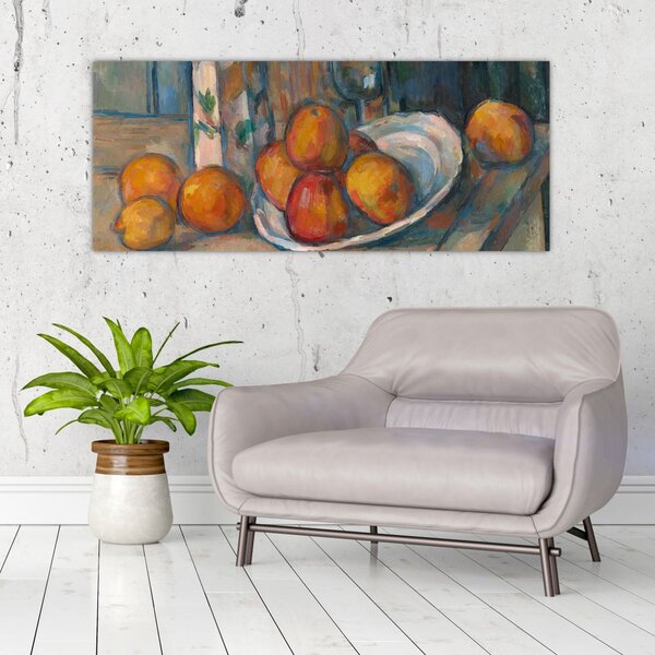 Slika - Paul Cézanne, Still Life with Milk Jug and Fruit, reprodukcije (120x50 cm)