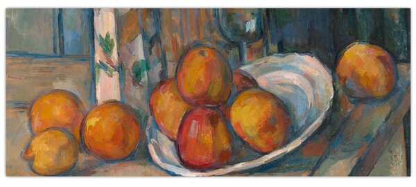 Slika - Paul Cézanne, Still Life with Milk Jug and Fruit, reprodukcije (120x50 cm)