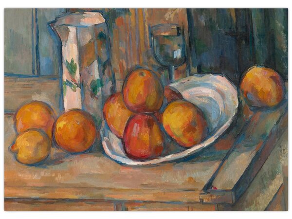 Slika - Paul Cézanne, Still Life with Milk Jug and Fruit, reprodukcije (70x50 cm)