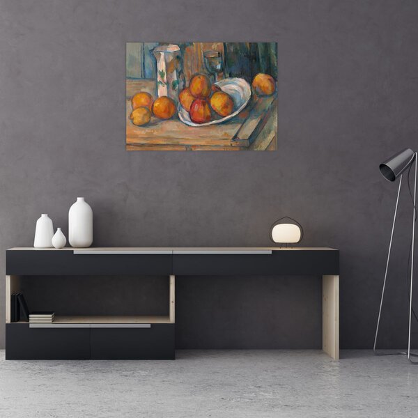 Slika - Paul Cézanne, Still Life with Milk Jug and Fruit, reprodukcije (70x50 cm)