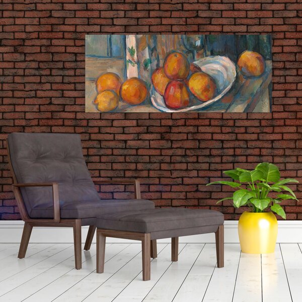 Slika - Paul Cézanne, Still Life with Milk Jug and Fruit, reprodukcije (120x50 cm)
