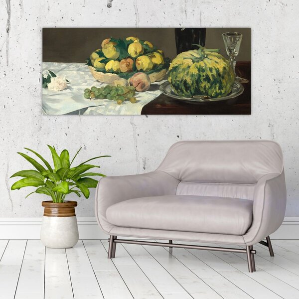 Slika - Edouard Manet, Still Life with Melon and Peaches, reprodukcije (120x50 cm)