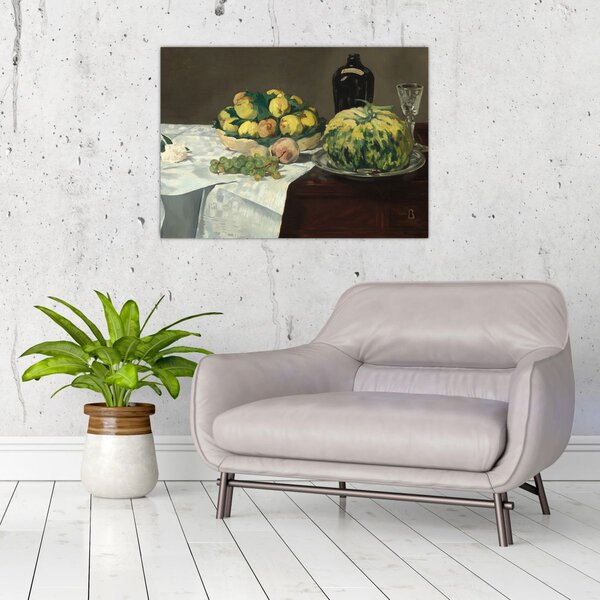 Slika - Edouard Manet, Still Life with Melon and Peaches, reprodukcije (70x50 cm)