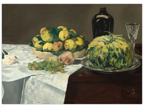 Slika - Edouard Manet, Still Life with Melon and Peaches, reprodukcije (70x50 cm)