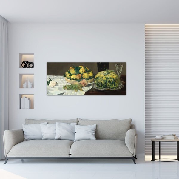 Slika - Edouard Manet, Still Life with Melon and Peaches, reprodukcije (120x50 cm)