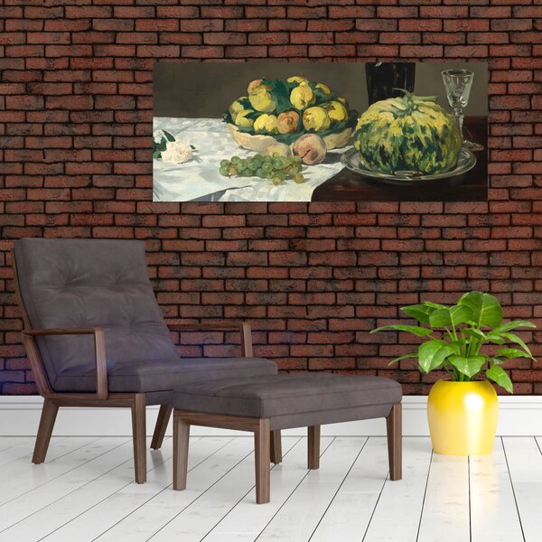 Slika - Edouard Manet, Still Life with Melon and Peaches, reprodukcije (120x50 cm)