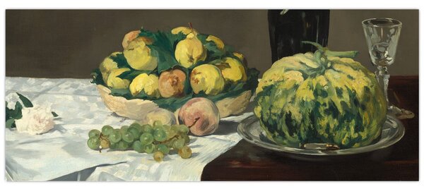 Slika - Edouard Manet, Still Life with Melon and Peaches, reprodukcije (120x50 cm)