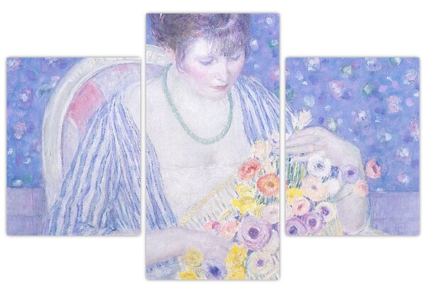 Slika - Frederick Carl Frieseke, The Basket of Flowers, reprodukcije (90x60 cm)
