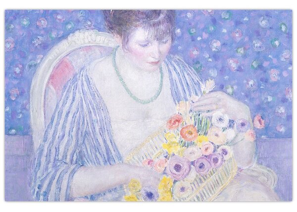 Slika - Frederick Carl Frieseke, The Basket of Flowers, reprodukcije (90x60 cm)