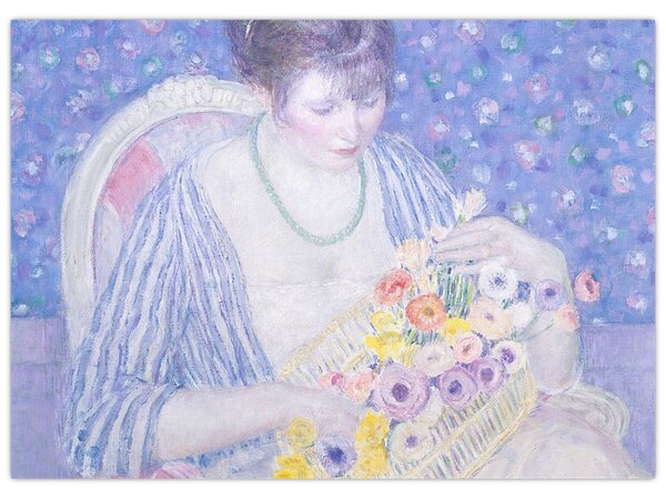 Slika - Frederick Carl Frieseke, The Basket of Flowers, reprodukcije (70x50 cm)