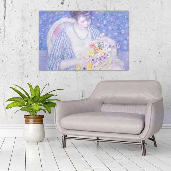 Slika - Frederick Carl Frieseke, The Basket of Flowers, reprodukcije (90x60 cm)