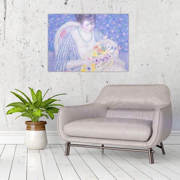 Slika - Frederick Carl Frieseke, The Basket of Flowers, reprodukcije (70x50 cm)