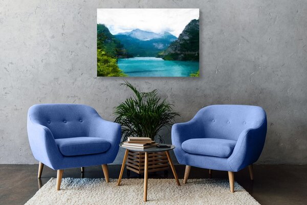 Slika oslikano planinsko jezero