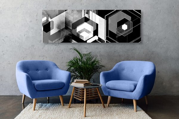 Slika futuristička geometrija u crno-bijelom dizajnu