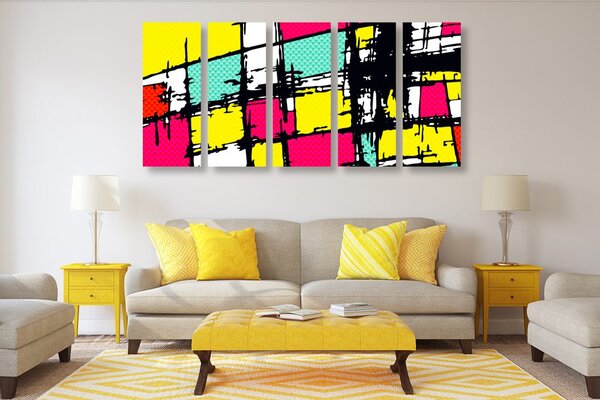 5-dijelna slika stilski pop-art