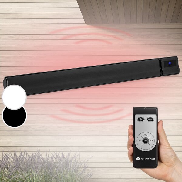 Blumfeldt Cosmic Beam Plus, infracrvena grijalica za terasu, 2400 W, IP44, daljinski upravljač, crni