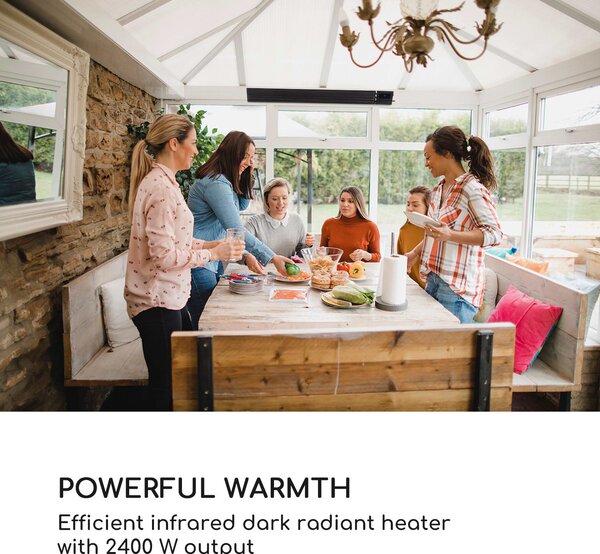 Blumfeldt Cosmic Beam Plus, infracrvena grijalica za terasu, 2400 W, IP44, daljinski upravljač, crni