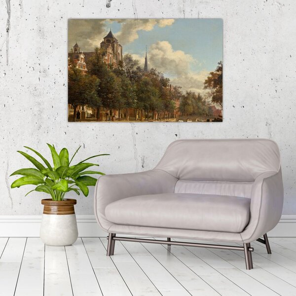 Slika - Jan van der Heyden, View Down a Dutch Canal, reprodukcije (90x60 cm)