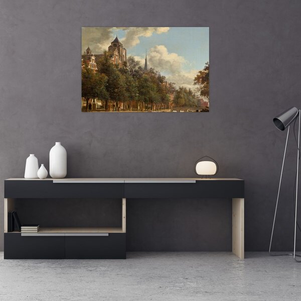 Slika - Jan van der Heyden, View Down a Dutch Canal, reprodukcije (90x60 cm)