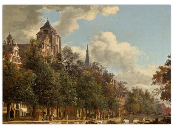 Slika - Jan van der Heyden, View Down a Dutch Canal, reprodukcije (70x50 cm)