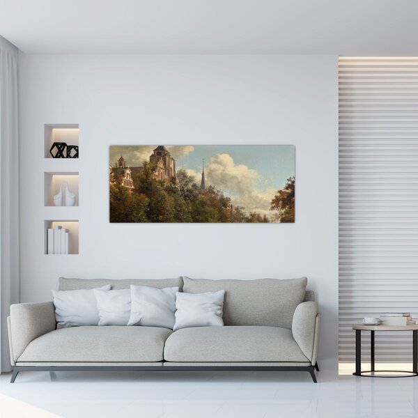 Slika - Jan van der Heyden, View Down a Dutch Canal, reprodukcije (120x50 cm)