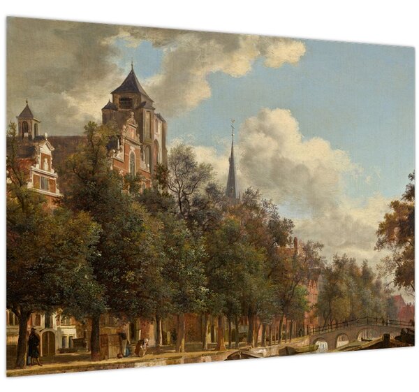 Slika - Jan van der Heyden, View Down a Dutch Canal, reprodukcije (70x50 cm)