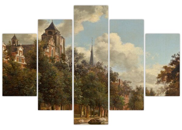 Slika - Jan van der Heyden, View Down a Dutch Canal, reprodukcije (150x105 cm)