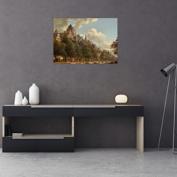 Slika - Jan van der Heyden, View Down a Dutch Canal, reprodukcije (70x50 cm)