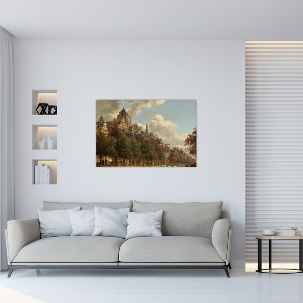 Slika - Jan van der Heyden, View Down a Dutch Canal, reprodukcije (90x60 cm)