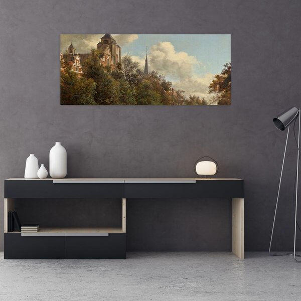 Slika - Jan van der Heyden, View Down a Dutch Canal, reprodukcije (120x50 cm)