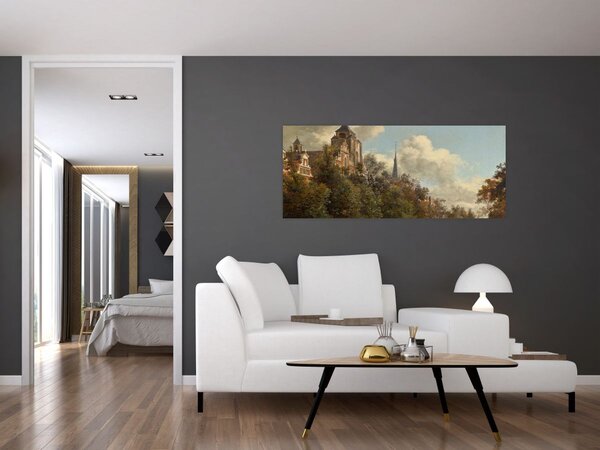 Slika - Jan van der Heyden, View Down a Dutch Canal, reprodukcije (120x50 cm)