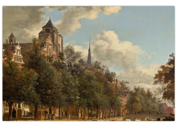 Slika - Jan van der Heyden, View Down a Dutch Canal, reprodukcije (90x60 cm)