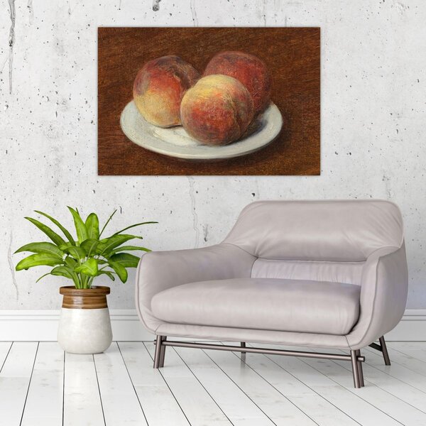 Slika - Henri Fantin-Latour, Three Peaches on a Plate, reprodukcije (90x60 cm)