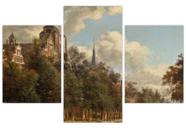Slika - Jan van der Heyden, View Down a Dutch Canal, reprodukcije (90x60 cm)