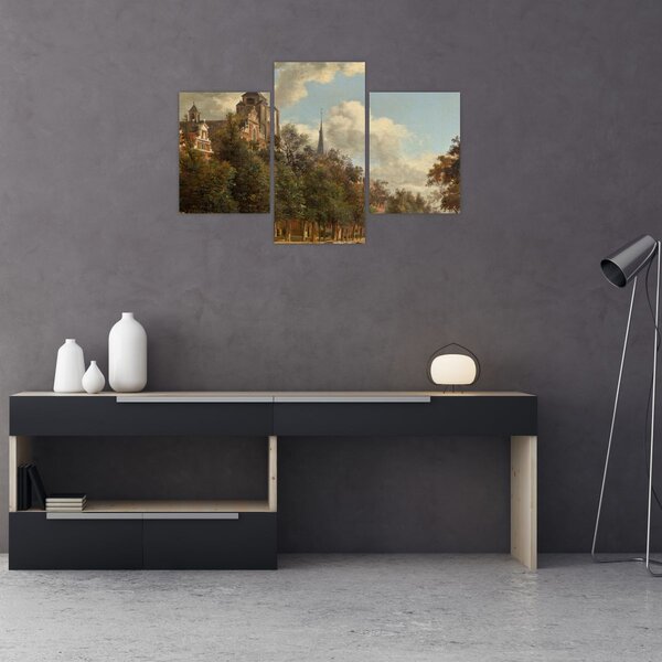 Slika - Jan van der Heyden, View Down a Dutch Canal, reprodukcije (90x60 cm)