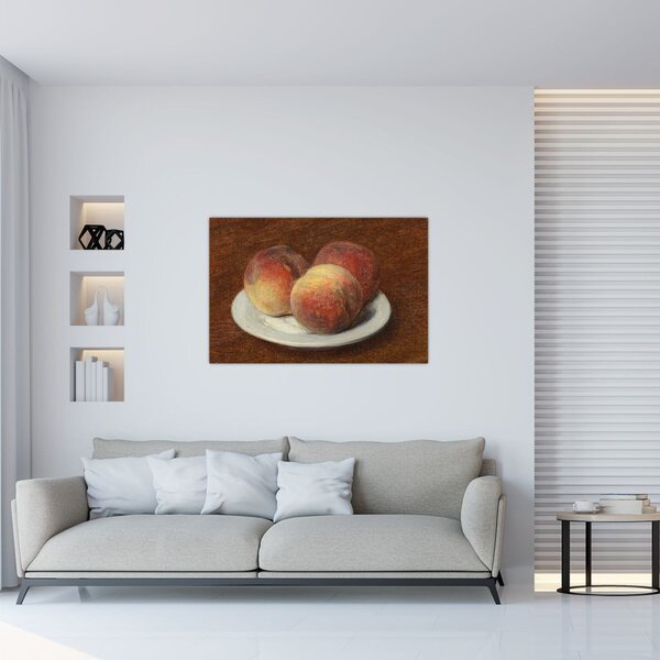 Slika - Henri Fantin-Latour, Three Peaches on a Plate, reprodukcije (90x60 cm)