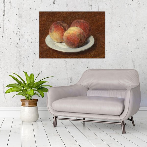 Slika - Henri Fantin-Latour, Three Peaches on a Plate, reprodukcije (70x50 cm)