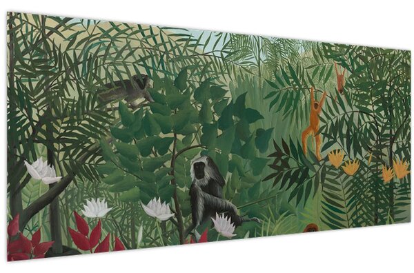 Slika - Henri Rousseau, Tropical Forest with Monkeys, reprodukcije (120x50 cm)