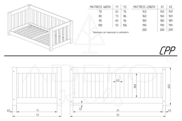 Dječji krevet od masivnog bora 90x190 cm u prirodnoj boji CPP – Adeko