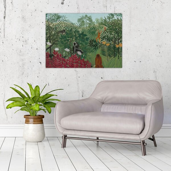 Slika - Henri Rousseau, Tropical Forest with Monkeys, reprodukcije (70x50 cm)