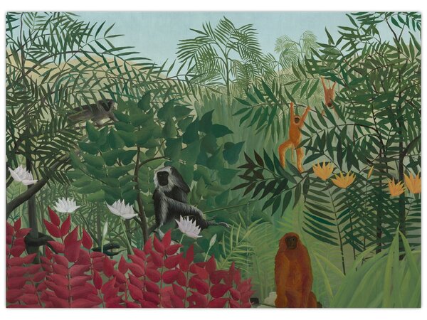 Slika - Henri Rousseau, Tropical Forest with Monkeys, reprodukcije (70x50 cm)