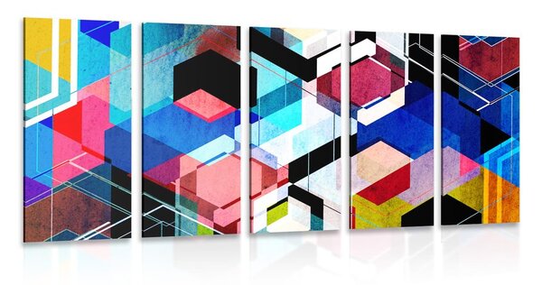 5-dijelna slika apstraktna geometrija