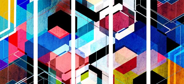5-dijelna slika apstraktna geometrija