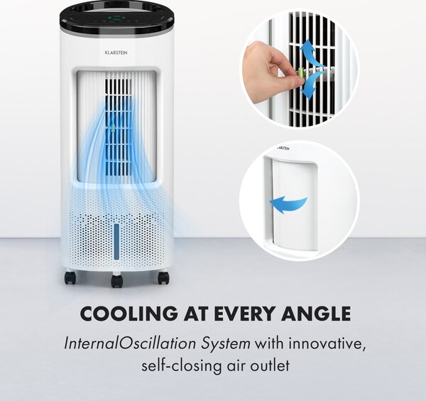 Klarstein IceWind Plus, 4 u 1 rashlađivač zraka, ventilator, ovlaživač zraka, pročistač zraka, 330 m³ / h, 65 W, 7 litara, 4 brzine, oscilacija, ionizator, tajmer, daljinski upravljač, mobitel