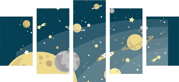 5-dijelna slika neobični izlet u svemiru